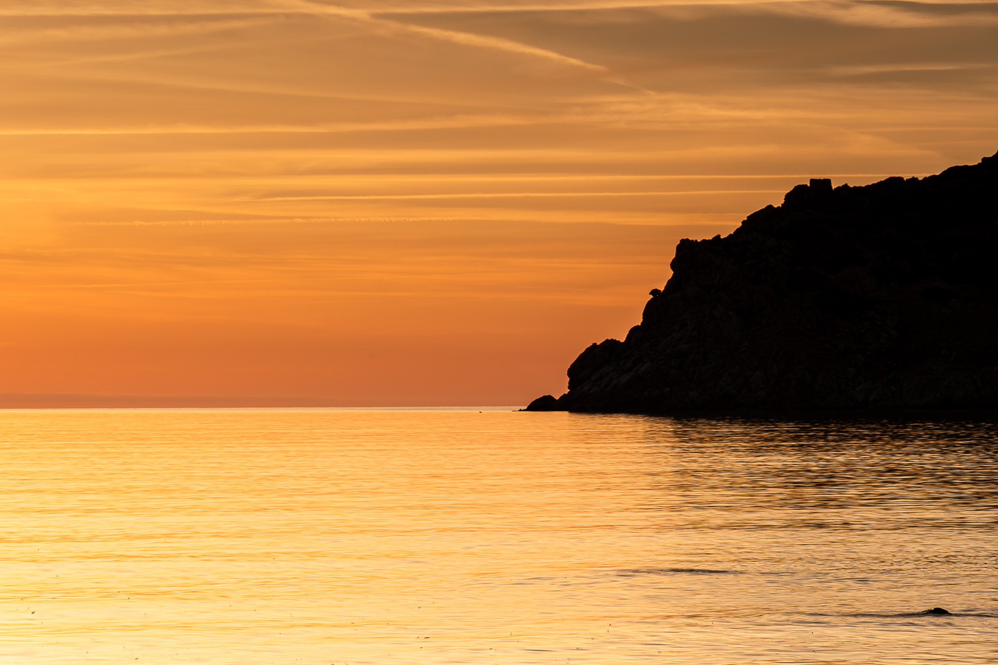 Coucher de soleil au golfe de Lava en Corse